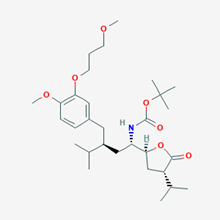 Picture of tert-Butyl ((1S,3S)-1-((2S,4S)-4-isopropyl-5-oxotetrahydrofuran-2-yl)-3-(4-methoxy-3-(3-methoxypropoxy)benzyl)-4-methylpentyl)carbamate