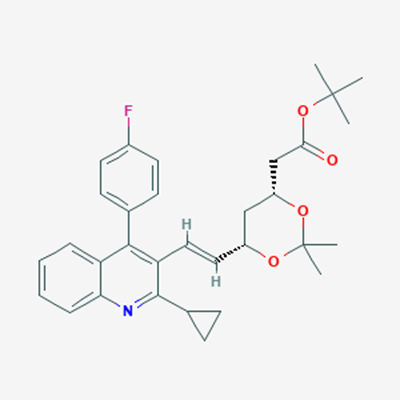 Picture of t-Butyl (3R,5S)-7-[2-cyclopropyl-4-(4-fluorophenyl)quinolin-3-yl]-3,5-isopropylidenedioxy-6-heptenoate