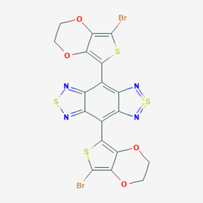 Picture of 4,8-bis(5-bromo-2,3-dihydrothieno[3,4-b][1,4]dioxin-2-yl)benzo[1,2-c;4,5-c]bis[1,2,5]thiadiazole