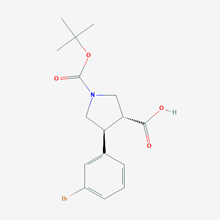 Picture of (3R,4S)-rel-4-(3-Bromophenyl)-1-(tert-butoxycarbonyl)pyrrolidine-3-carboxylic acid