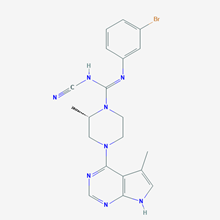 Picture of (S)-N-(3-Bromophenyl)-N'-cyano-2-methyl-4-(5-methyl-7H-pyrrolo[2,3-d]pyrimidin-4-yl)piperazine-1-carboximidamide