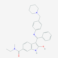 Picture of (Z)-N-Ethyl-N-methyl-2-oxo-3-(phenyl((4-(piperidin-1-ylmethyl)phenyl)amino)methylene)indoline-6-carboxamide