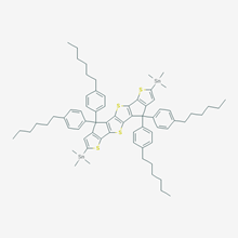 Picture of 1,1'-[4,4,9,9-Tetrakis(4-hexylphenyl)-4,9-dihydrothieno[3',2':4,5]cyclopenta[1,2-
b]thieno[2'',3'':3',4']cyclopenta[1',2':4,5]thieno[2,3- d]thiophene-2,7-diyl]bis[1,1,1-
trimethylstannane] 