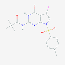 Picture of N-(5-Iodo-4-oxo-7-tosyl-4,7-dihydro-3H-pyrrolo[2,3-d]pyrimidin-2-yl)pivalamide