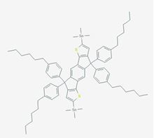 Picture of (4,4,9,9-tetrakis(4-hexylphenyl)-4,9-dihydro-s-indaceno[1,2-b:5,6-b]dithiophene-2,7-diyl)bis(trimethylstannane)